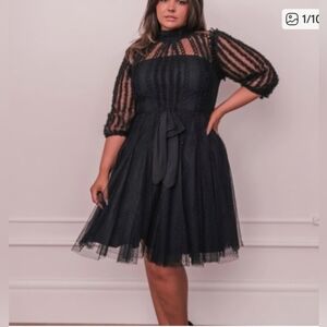 JessaKae Cecilia Dress – Black Swiss Dot with Lace & Bow